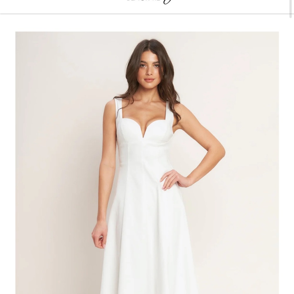 Scoop-Back White Midi Dress